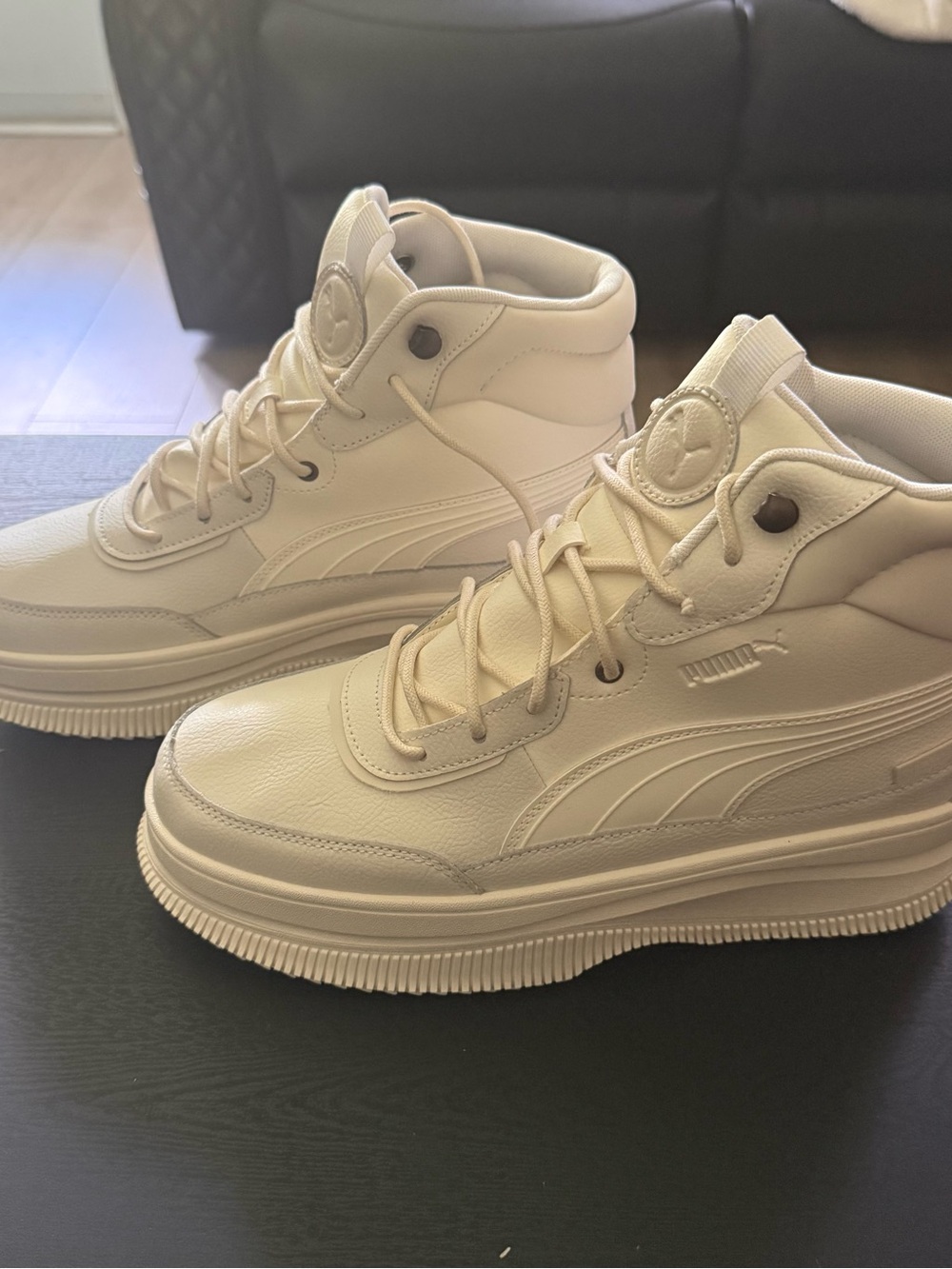 Puma Off-White/Beige High-Top Sneakers